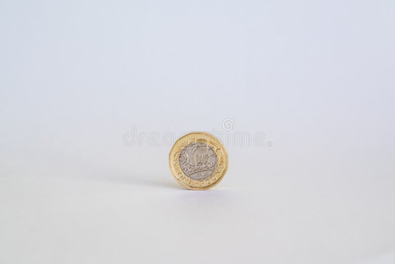 Detail of used One pound coin. Decagon stock images, royalty-free photos and pictures