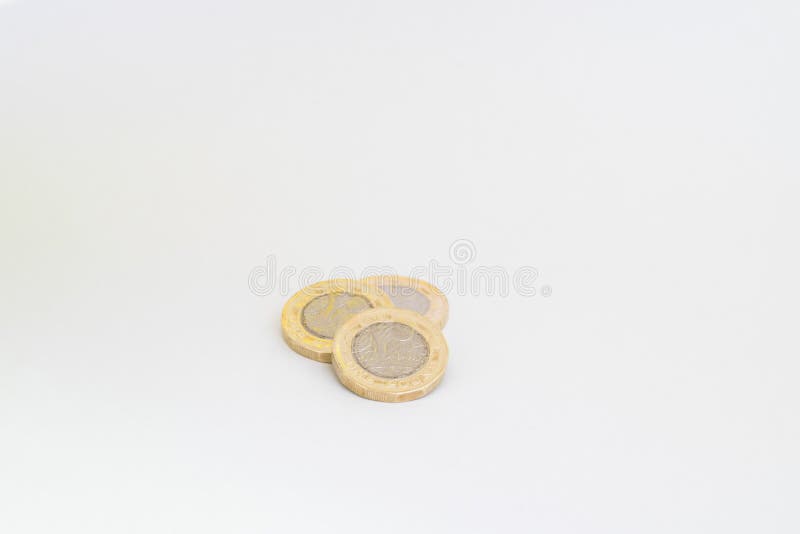 Detail of used One pound coin. Decagon stock images, royalty-free photos and pictures