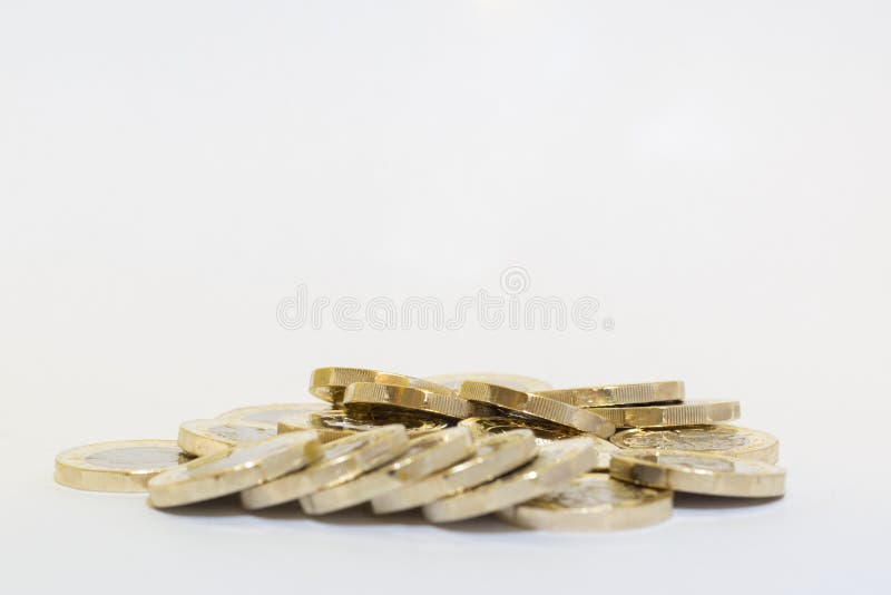 The set of new one pound coins in the UK. Decagon stock images, royalty-free photos and pictures