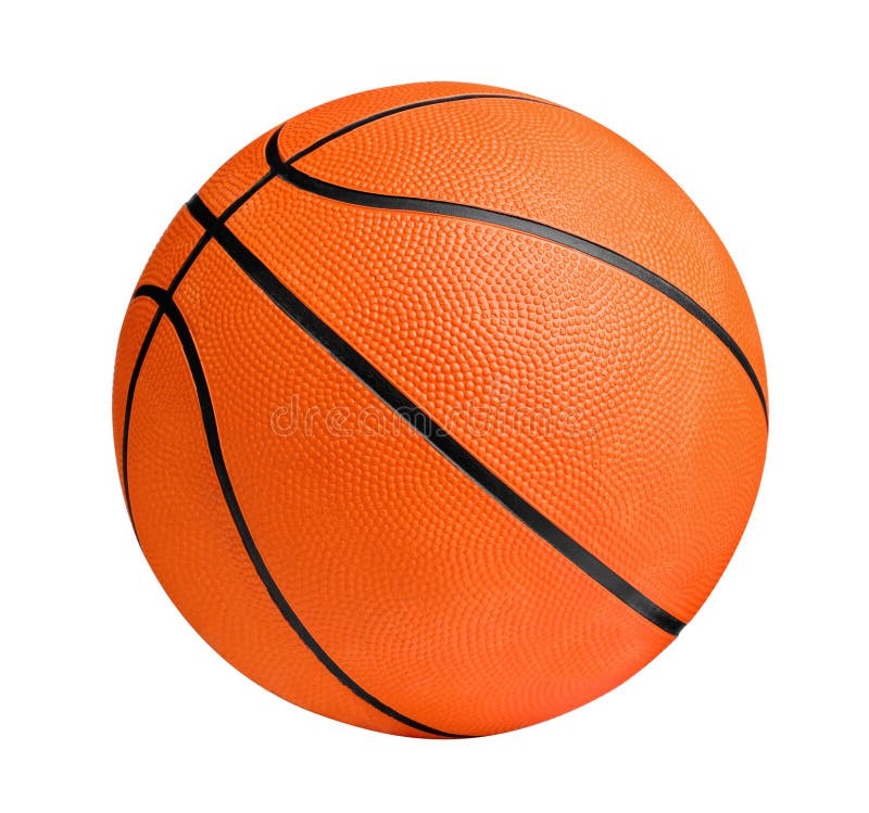 Orange Basketball Ball on Wooden Bench in Locker Room Stock Photo