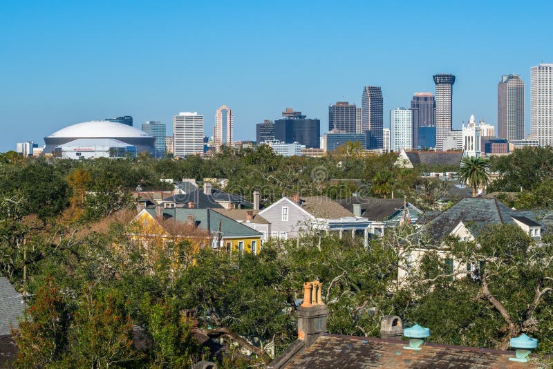 Garden District Rooftops And Downtown Buildings In New Orleans   New Orleans La Usa January Aerial View Houses Garden District Downtown Buildings Rooftops 239129124 