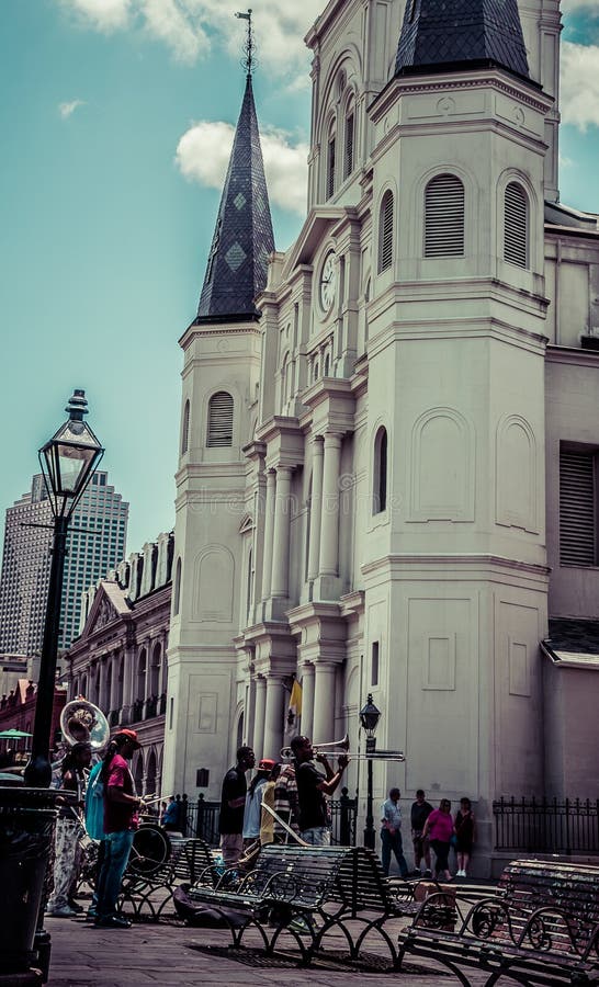 New Orleans Saint Louis Cathedral French Quarter Street Jazz Performers Editorial Photography ...
