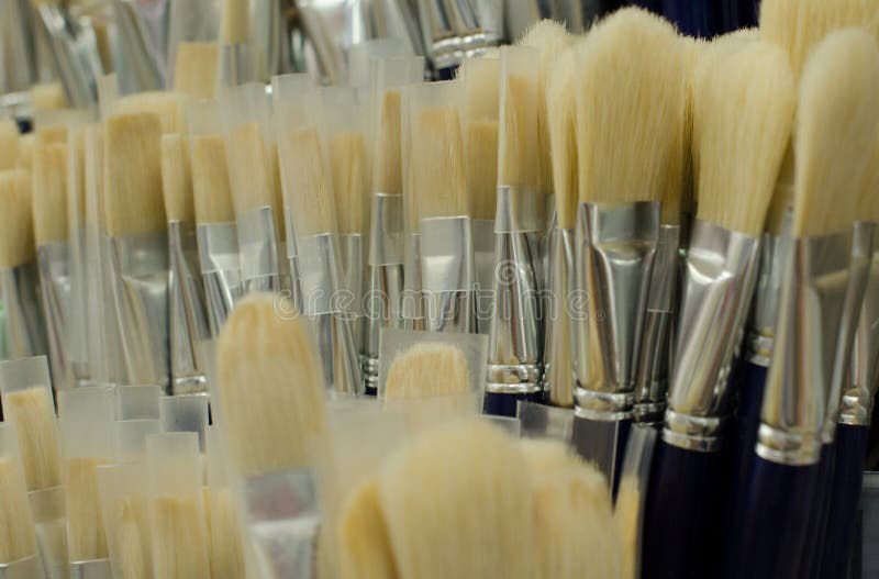 New paint brushes in the store. background royalty free stock photo New paint brushes in the store. background royalty free stock photo