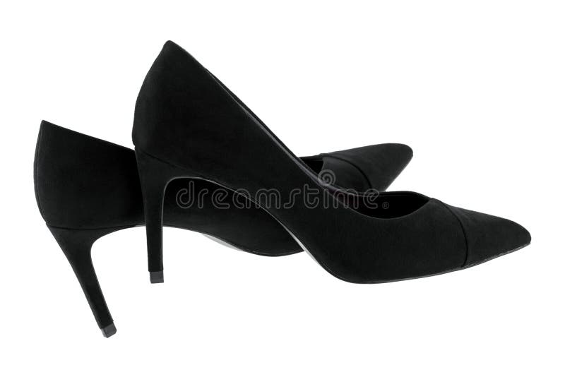 New Pair of Black Velvet High Heels, Beautiful Shoes for Ladies Stock