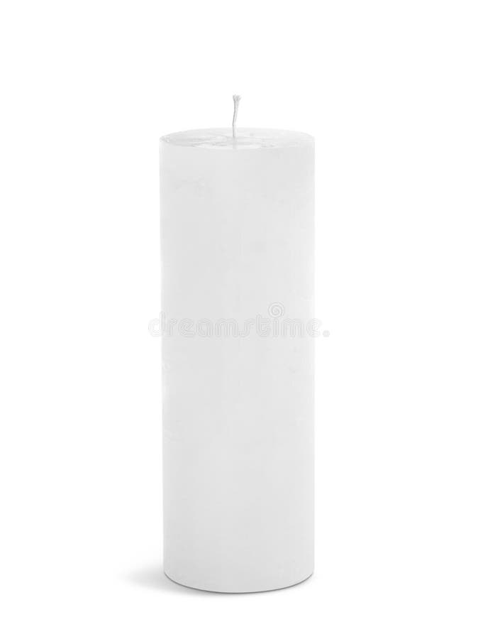 New pillar wax candle on background