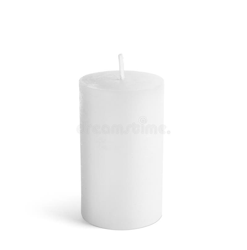 New pillar wax candle on background