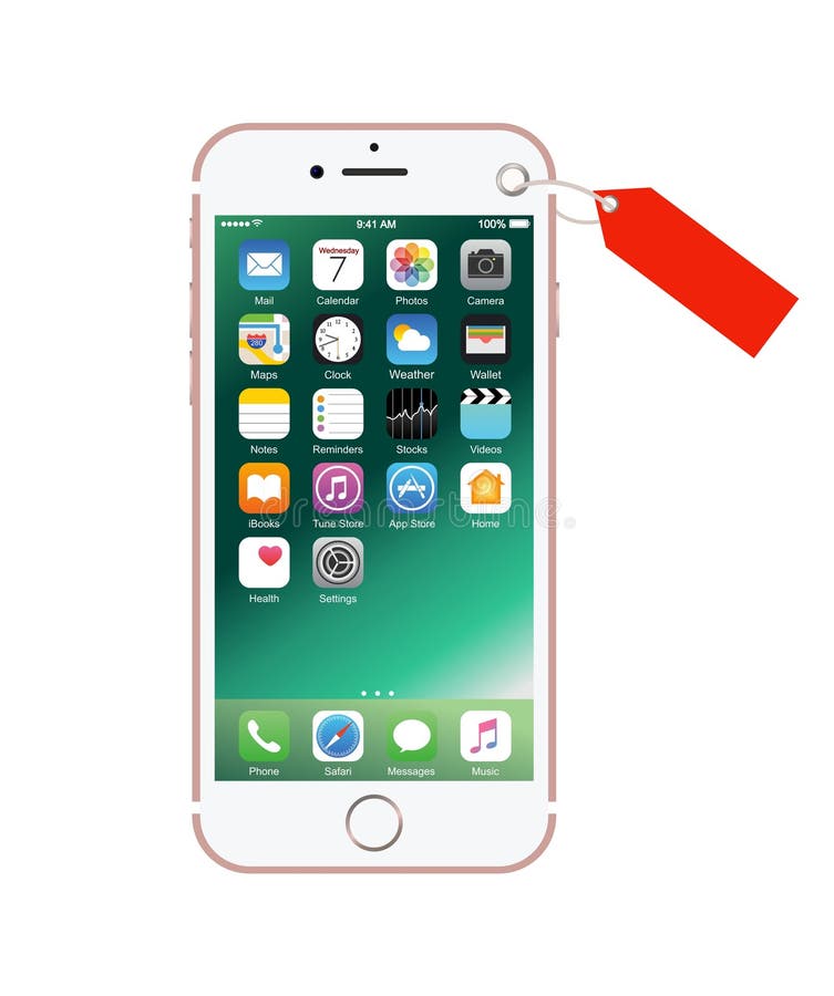 Face of the New pink-colored white iPhone 7 with present tag on it. Iphone screen recording stock images, royalty-free photos and pictures