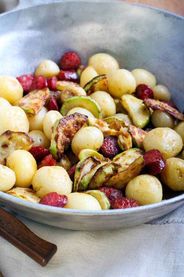 New Potato with Sausages and Courgette Cooked Stock Image Image of bits, potato 54706885