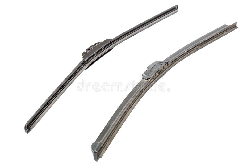 New and Previously Used Automotive Windshield Wipers. Stock Photo