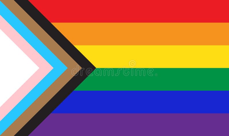 New pride flag LGBTQ background. Redesign including Black, Brown, and trans pride stripes. Flat vector illustration