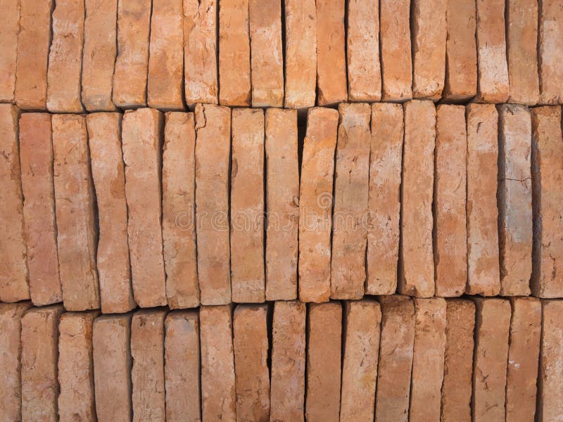 New Red Brick Stacked Like Wall. Store Of Bricks Stock Photo Image of