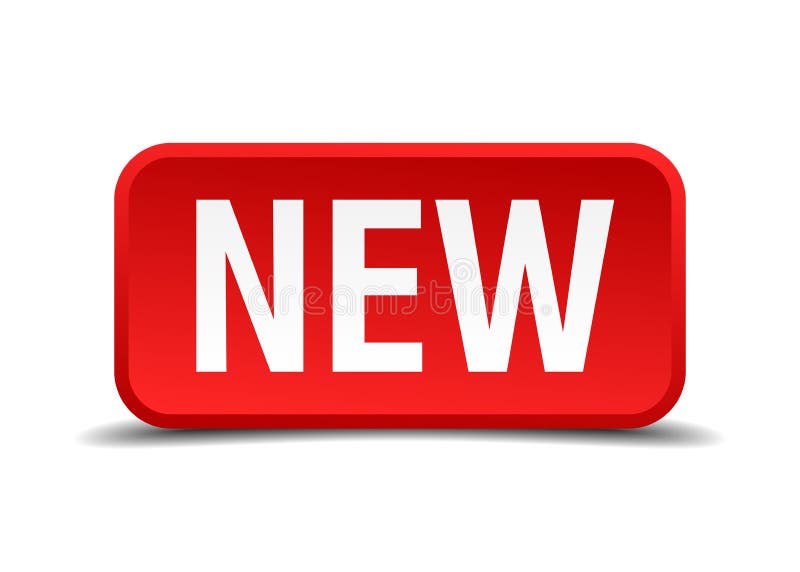 New red 3d square button vector illustration