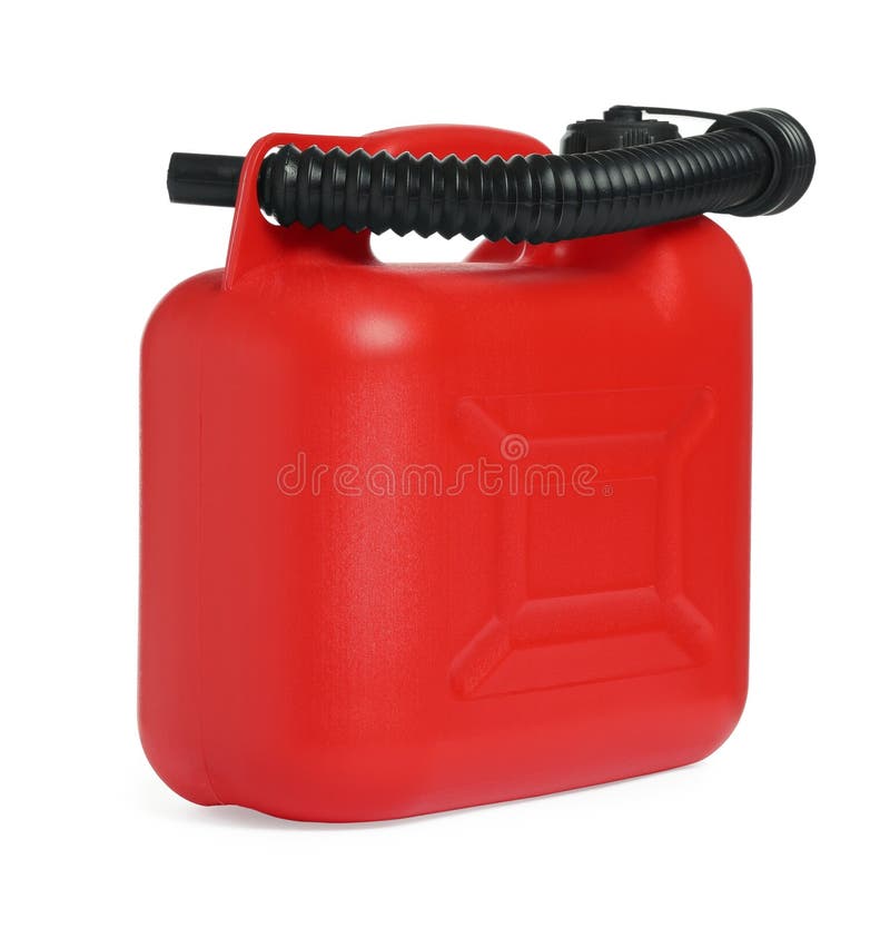 New Red Plastic Canister Isolated on White Stock Image Image of