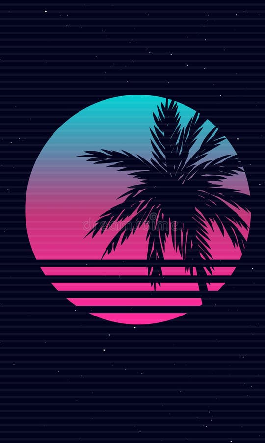 Miami Florida Vice City USA Landscape Retro Skyline 80 S Style Vapor Wave  Stock Vector - Illustration of silhouette, urban: 260293847