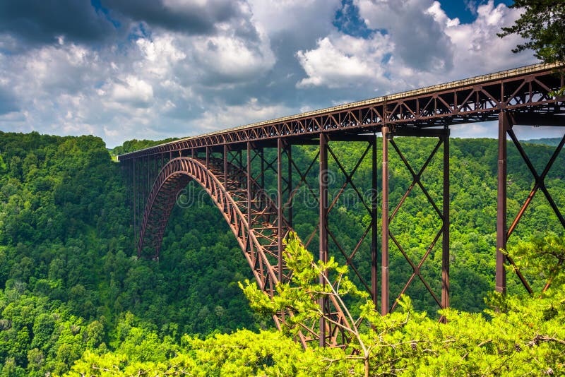 The New River Gorge Bridge, seen from the Canyon Rim Visitor Center Overlook, West Virginia.