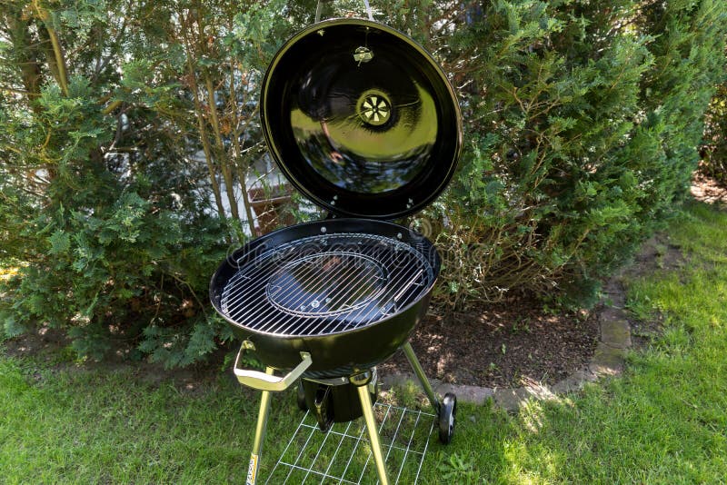 New Round Barbecue in the Garden Stock Image Image of charcoal