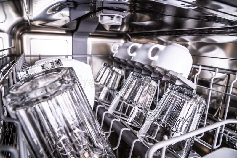 New shiny dishwasher stock photo