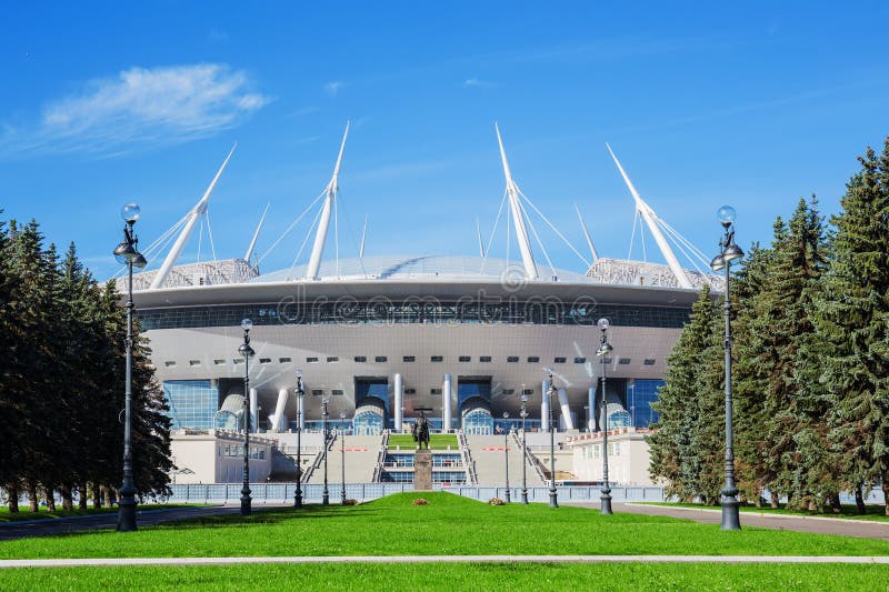 The new soccer Saint-Petersburg Stadium (Krestovsky) in St. Petersburg for the World Cup ander construction. The new soccer Saint-Petersburg Stadium (Krestovsky) in St. Petersburg for the World Cup ander construction