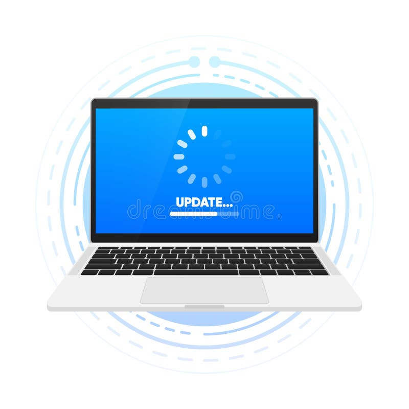 New System Update. Loading process. App update concept. System software update web banner element. Vector illustration.