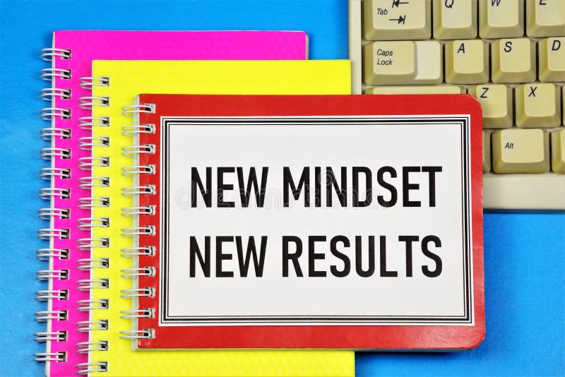 New thinking new results. Text caption in Notepad, business rules. royalty free stock photo