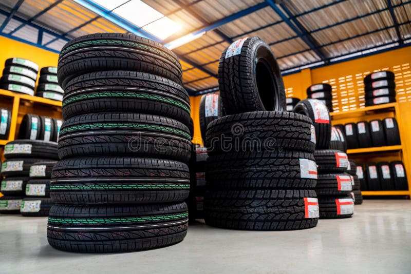 Car Tires at Warehouse, Car Tires at Warehouse. Stock Photo Image of
