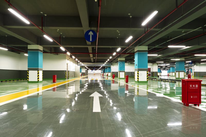 The new underground parking lot royalty free stock photo
