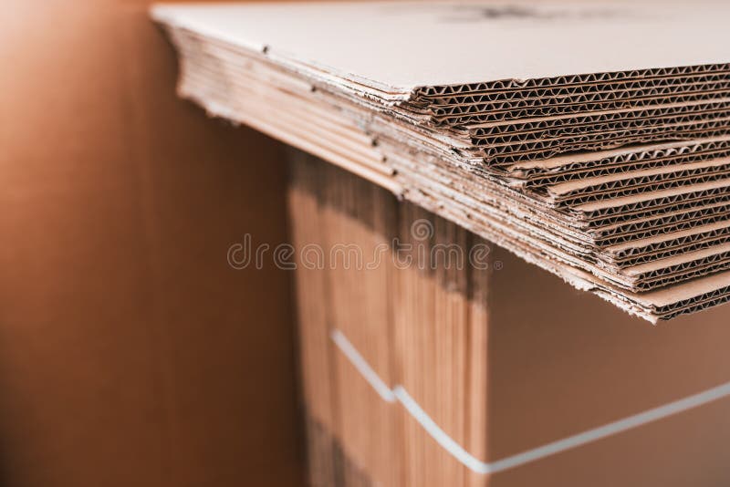 New Unused Cardboard Boxes Made from Recycled Material Stock Photo
