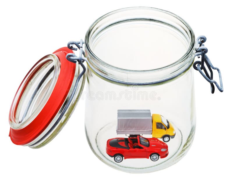 New vehicle in glass jar stock image. Image of white 39134075