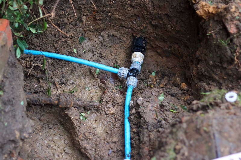 New Water Pipes Connected Together with Junction. Stock Image - Image ...