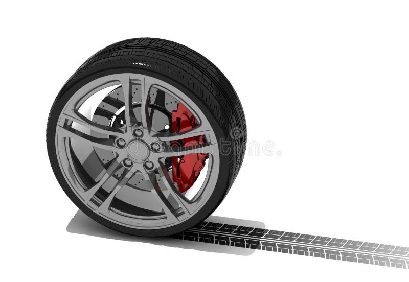 Download New wheel with tyre track stock illustration. Illustration of automobile - 11644022