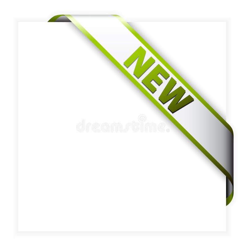 New white corner ribbon with green border stock illustration New white corner ribbon with green border stock illustration