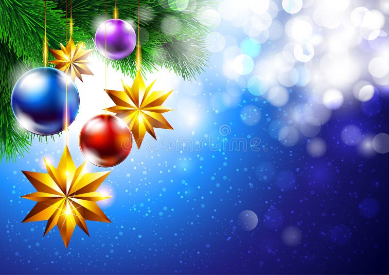 Happy New Year Christmas Snowing Ball Background, Text Input Box,Blue ...