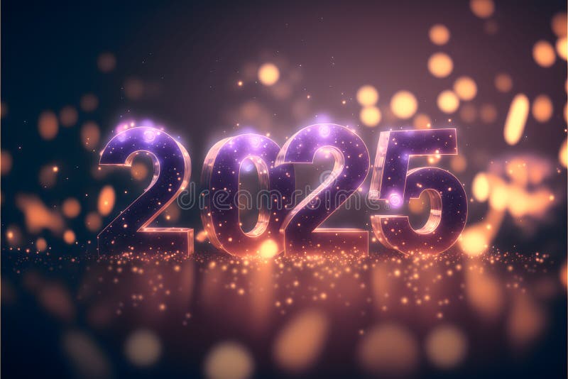 New Year Background Bokeh Light and the Letters 2025 Wallpaper, Neural