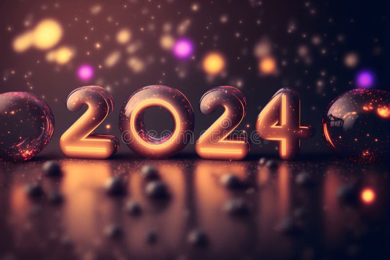 New Year Background Bokeh Light and the Letters 2024 Wallpaper, Neural