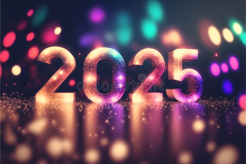 New Year Background Bokeh Light and the Letters 2025 Wallpaper, Neural