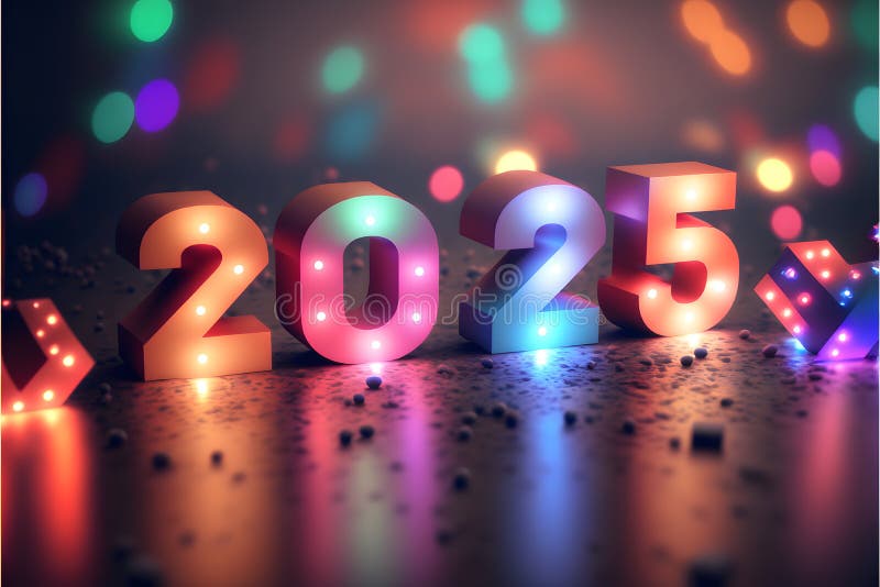 New Year Background Bokeh Light and the Letters 2025 Wallpaper, Neural