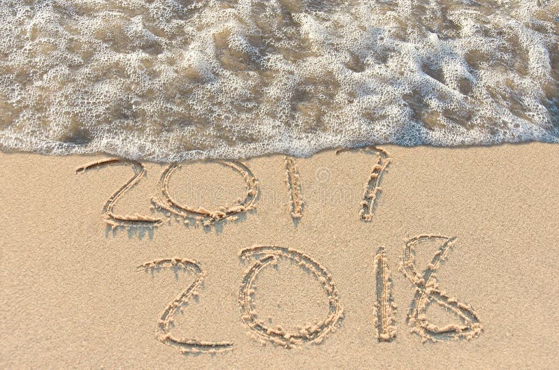 New Year 2018 in beach sand