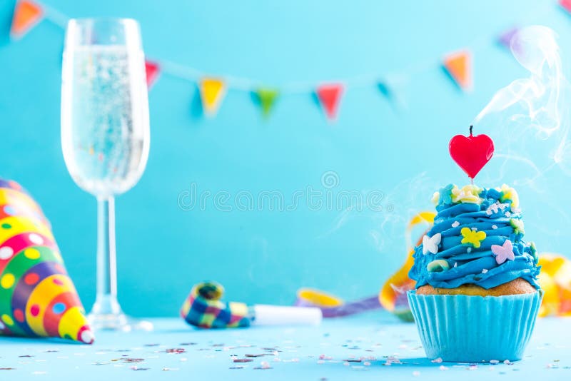 New Year or birthday card mockup with blow up candle. In hearth shape stock photo New Year or birthday card mockup with blow up candle. In hearth shape stock photo