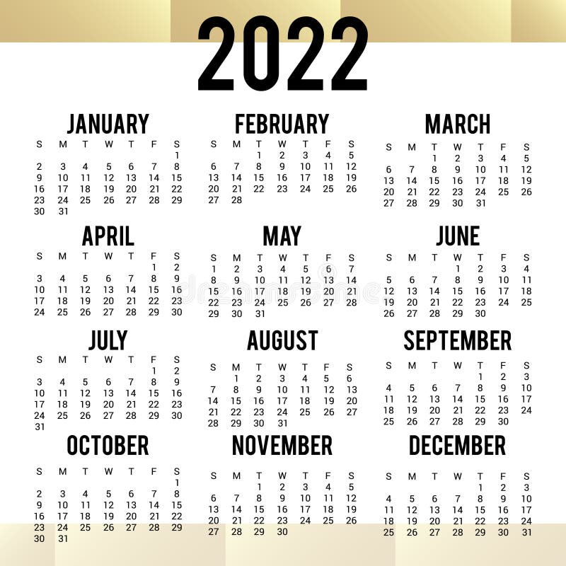 New Year Calendar 2022 New Year Calendar 2022 Template Design Stock Vector - Illustration Of  Party, Golden: 232680400