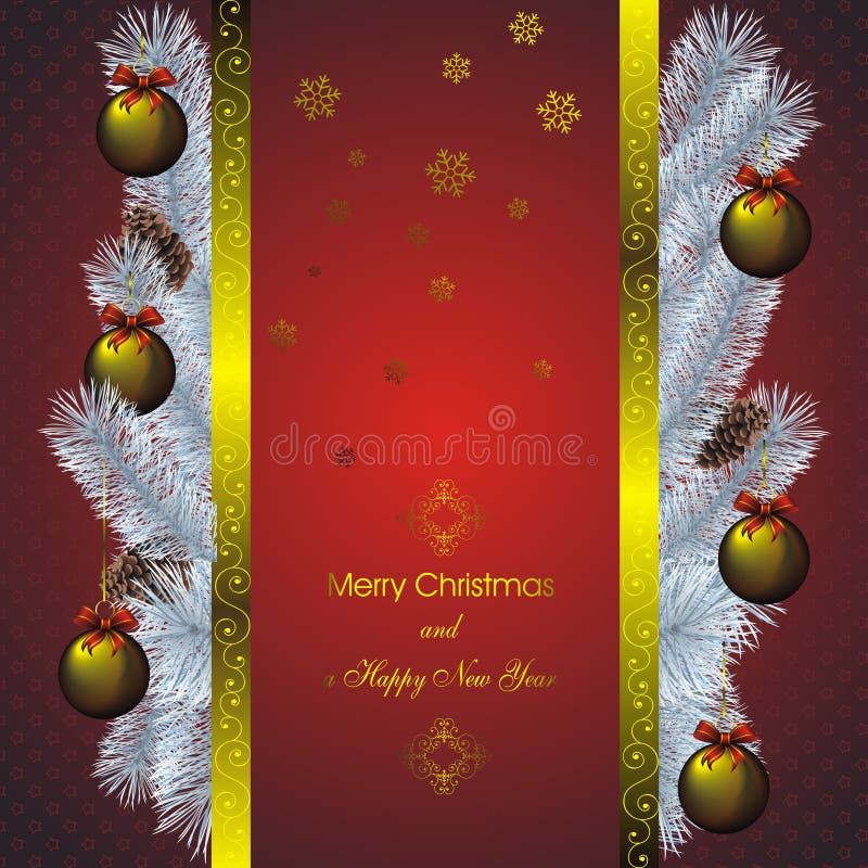 New year card with golden decor