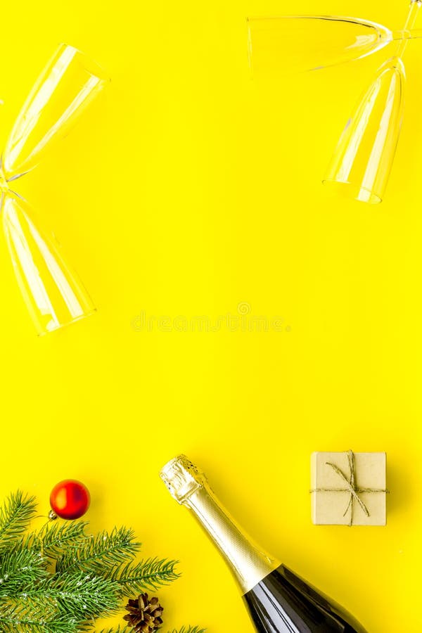 Download New Year Celebration With Spruce Branch, Champagne And ...