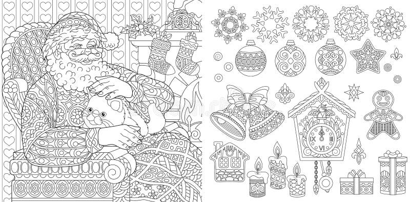 christmas colouring stock illustrations – 1395 christmas