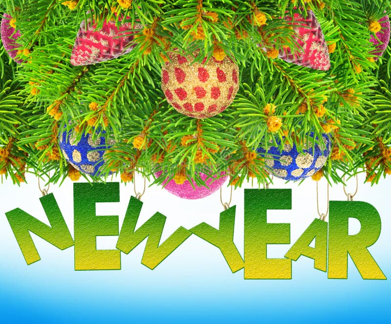 New year, Christmas tree toys on a blue background.