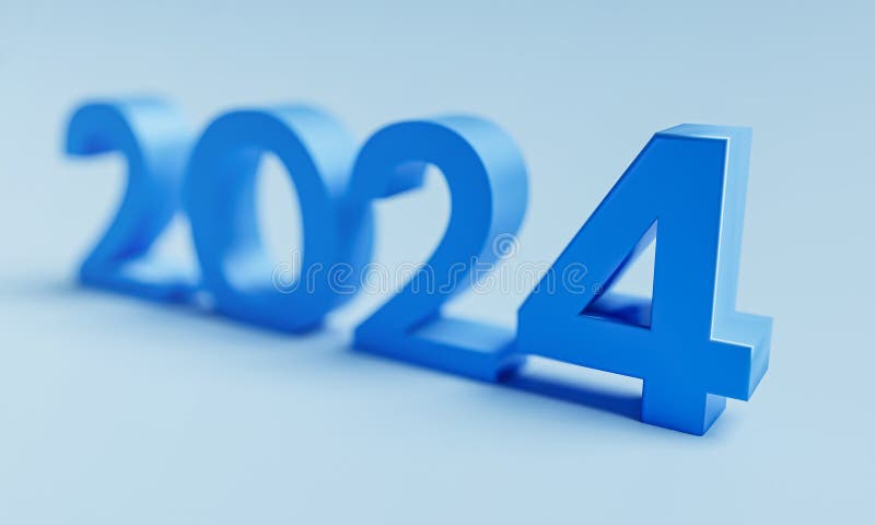 2024 new year concept. Abstract blue numbers stock illustration
