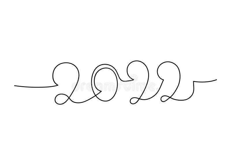 2022 New Year continuous line concept royalty free illustration