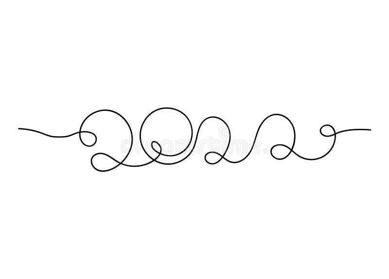 2022 New Year continuous line lettering stock illustration