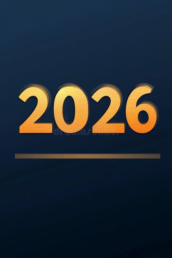 2026 New Year on Dark Blue Background, Modern Design for Calendar or