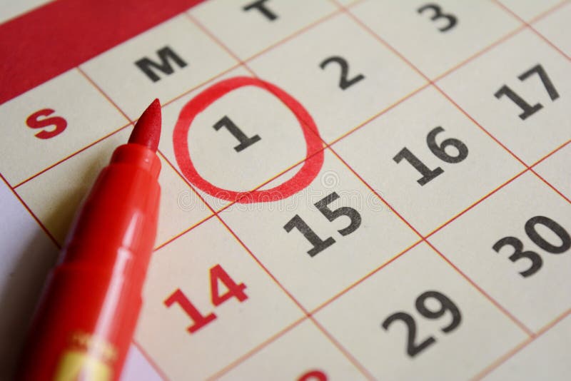 New Year Day Marked with Red Marker Stock Image Image of time, start