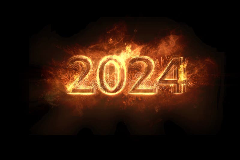 New year 2024 on fire stock photo. Image of leaves, date 267885572