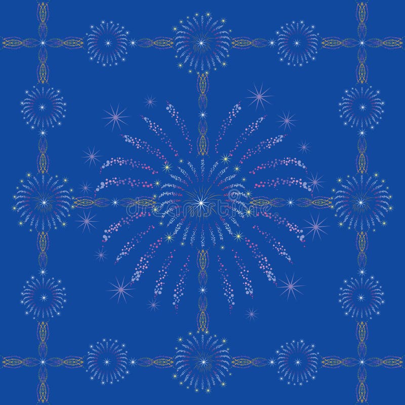 New Year Firework dark blue seamless
